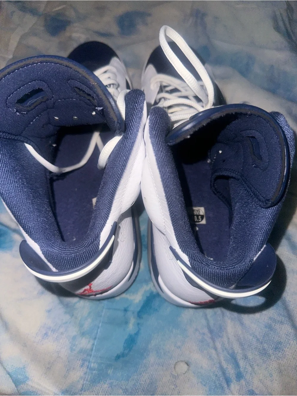 Nike Air Jordan 6 Retro 10.5 Men High Top Sneakers - Olympic 2024 White and Navy
